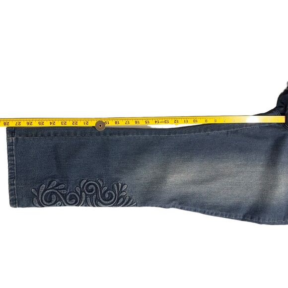 NYDJ IRA Jeans Womens Size 12 Relaxed Ankle Embossed Scroll Pattern Boho - Picture 16 of 16